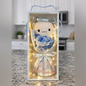Hello Kitty Blue Plush Flower Bouquet w/ LED Lights Display Box